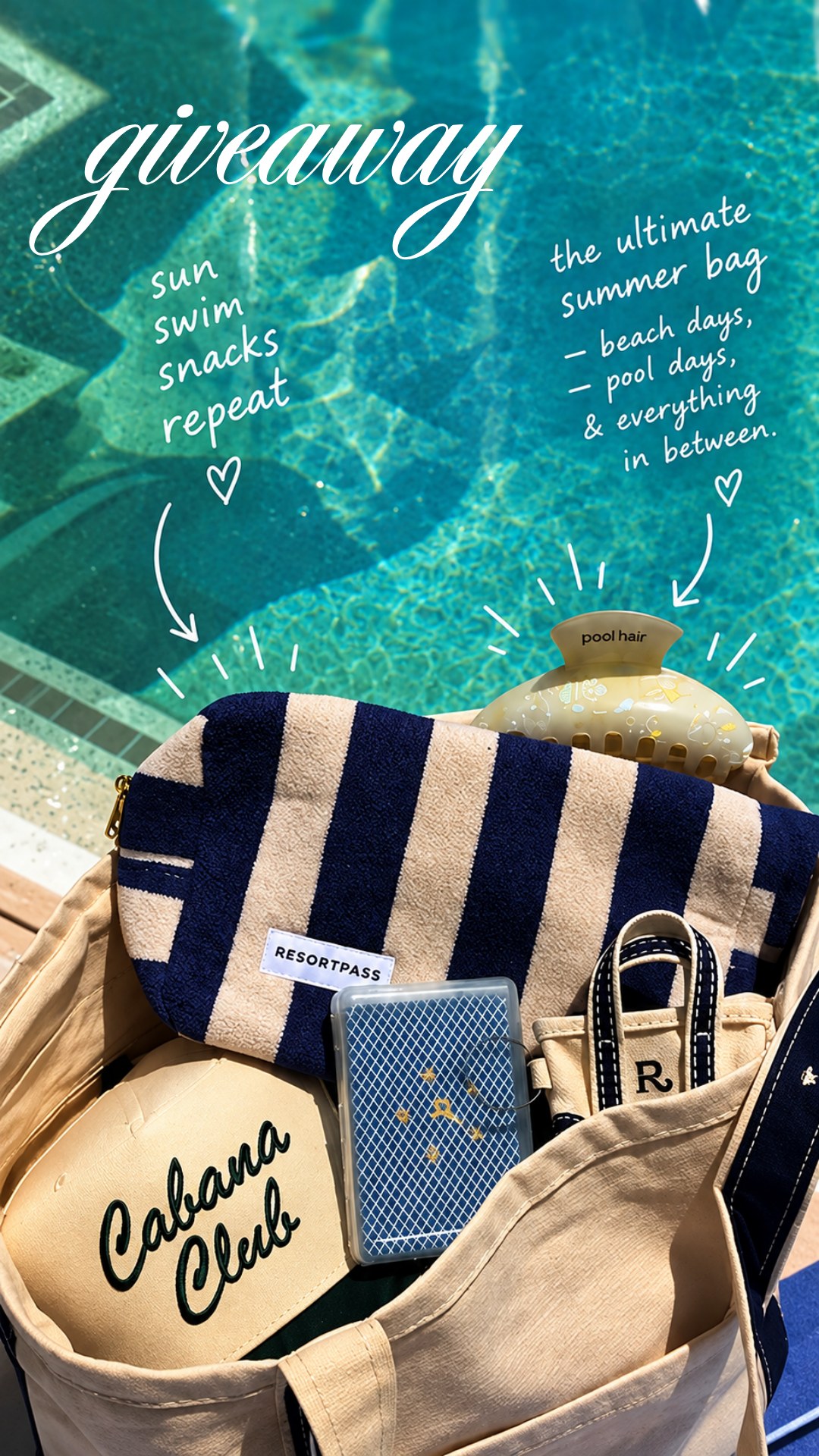 ResortPass Story: giveaway, the ultimate summer bag by the pool